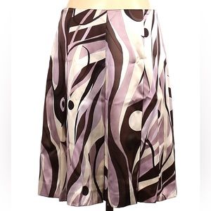 Vintage Silk Skirt Plum Patterned Pleated